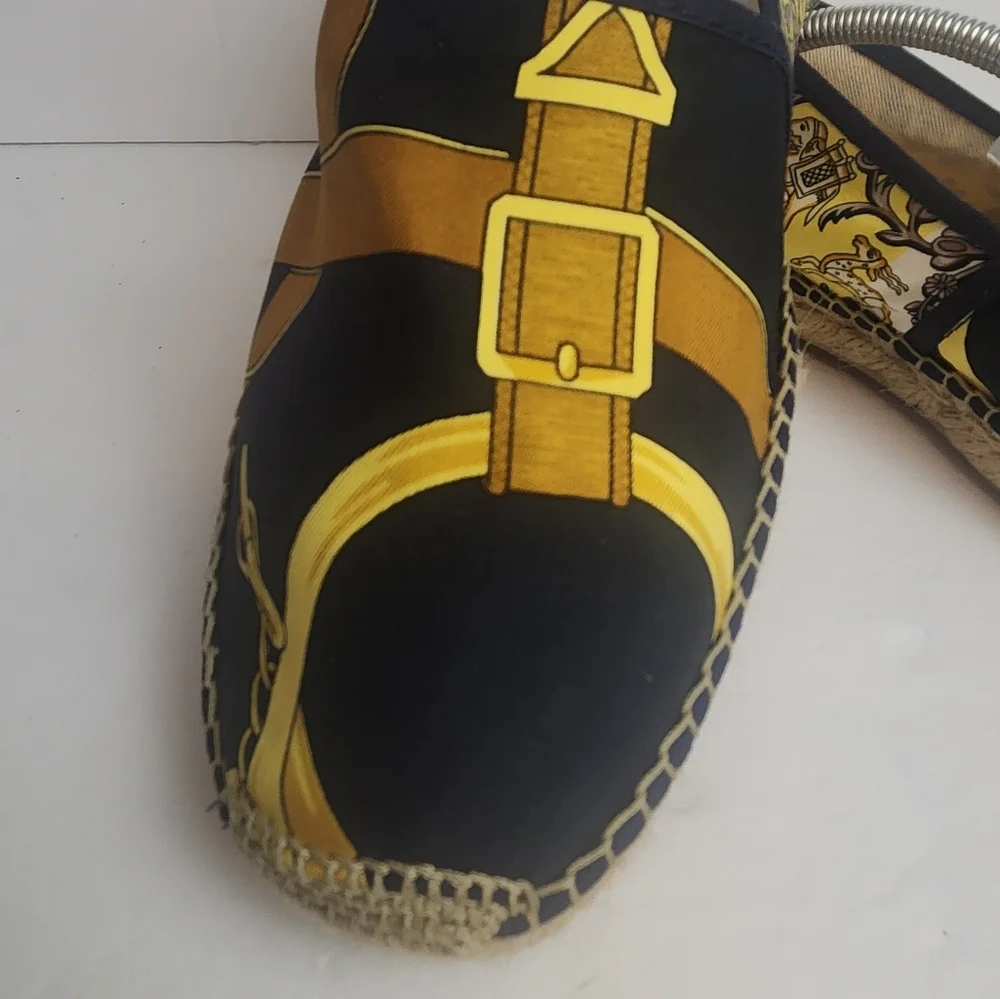 Respoke Eperon Chasse Navy Gold Hermes Espadrille 41